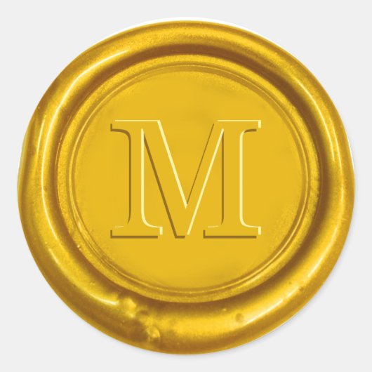 Gouden Wax Seal Bold Initiaal Monogram Bruiloft Fa Ronde Sticker (Voorkant)