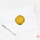 Gouden Wax Seal Bold Initiaal Monogram Bruiloft Fa Ronde Sticker (Envelop)