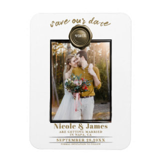 Gouden Wax Seal Foto Bruiloft Save the Date Magneet
