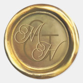 Gouden Wax Seal  Gepersonaliseerd Trouwstickers Ronde Sticker (Voorkant)
