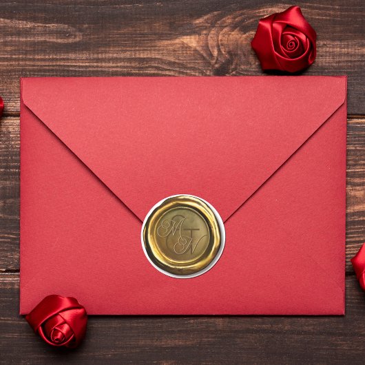 Gouden Wax Seal  Gepersonaliseerd Trouwstickers Ronde Sticker