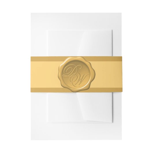 Gouden Wax Seal Monogram 2 Initialen Elegant Geel Uitnodigingen Wikkel (Voorkant Voorbeeld)