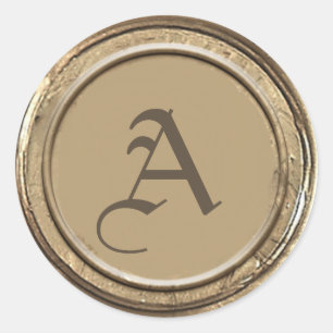 Gouden Wax Seal Monogram Ronde Sticker