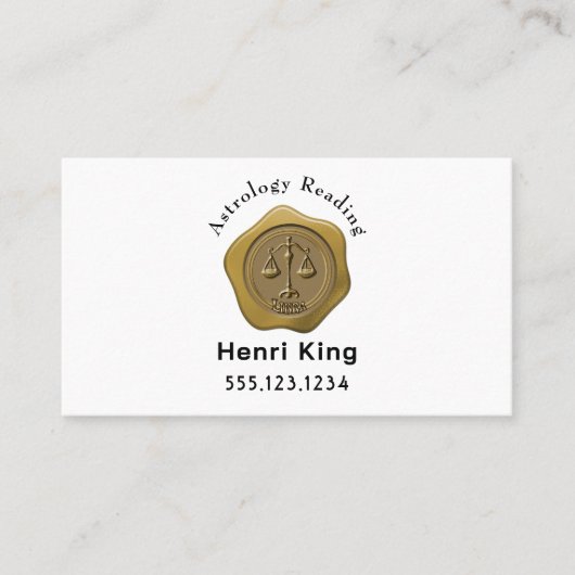 Gouden Weegschaal Seal Munt & QR Code Astrologie Visitekaartje (Voorkant)