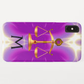 GOUDEN WEEGSCHAAL VAN DE WET MET EDELE STEEN MONOG Case-Mate iPhone CASE (Achterkant (horizontaal))