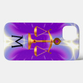 GOUDEN WEEGSCHAAL VAN DE WET MET EDELE STEEN MONOG Case-Mate iPhone CASE (Achterkant (horizontaal))