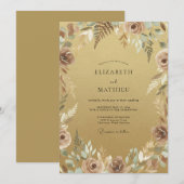 Gouden Weelderige Herfst Bruiloft Kaart (Voorkant / Achterkant)
