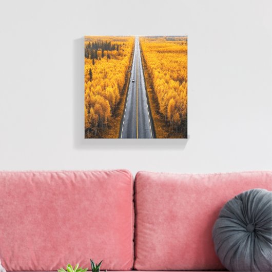 Gouden weg door het bos canvas afdruk (Insitu (Woonkamer))