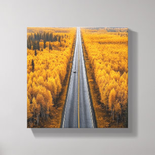 Gouden weg door het bos canvas afdruk
