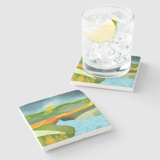 Gouden Weg Stenen Onderzetter (Zijkant)