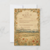Gouden Weide Berg Bruiloft RSVP Kaartje (Voorkant)