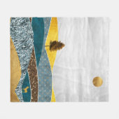 Gouden weide met boom en hert fleece deken (Voorkant (Horizontaal))