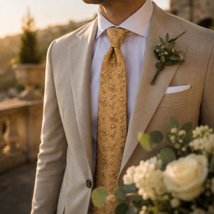 Gouden Weide Micro Bloemen Stropdas