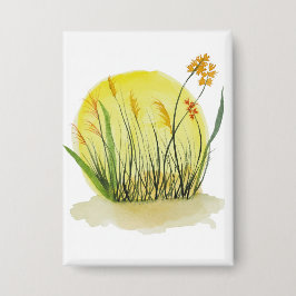 Gouden Weide Watercolor Kunstprint Button