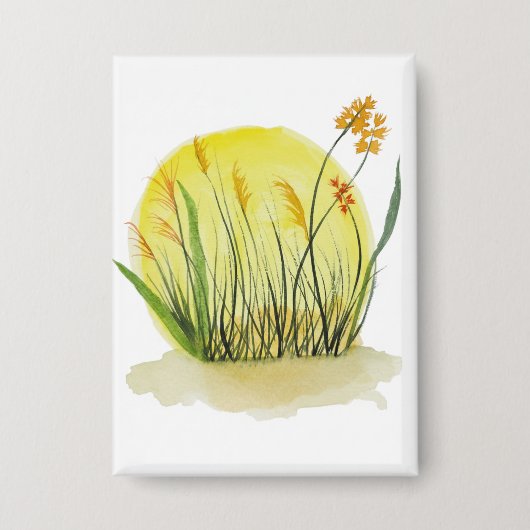 Gouden Weide Watercolor Kunstprint Button (Voorkant)
