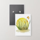Gouden Weide Watercolor Kunstprint Button (Voorkant / Achterkant)