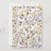 Gouden Weide Wildbloem Bruiloft Kaart (Achterkant)