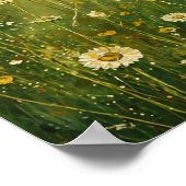 Gouden Weide Wilde Bloemen in Getextureerd Impress Poster (Hoek)