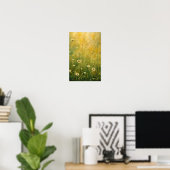 Gouden Weide Wilde Bloemen in Getextureerd Impress Poster (Thuiskantoor)