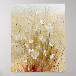 Gouden Weidebloesems #2 – Warme Neutrale Bloemige  Poster