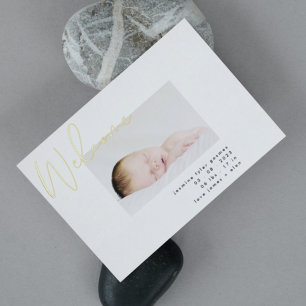 Gouden welkom zwart wit modern BABY AANKONDIGING