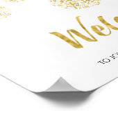 Gouden welkomstbord voor kerstfeest poster (Hoek)