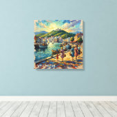 Gouden Wellington Havenpromenade Canvas Afdruk (Insitu (Houten vloer))
