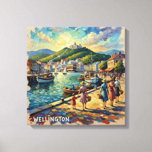 Gouden Wellington Havenpromenade Canvas Afdruk (Voorkant)