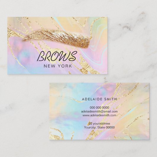 gouden wenkbrauwen op elegant FAUX holografisch ef Visitekaartje (Voorkant / Achterkant)