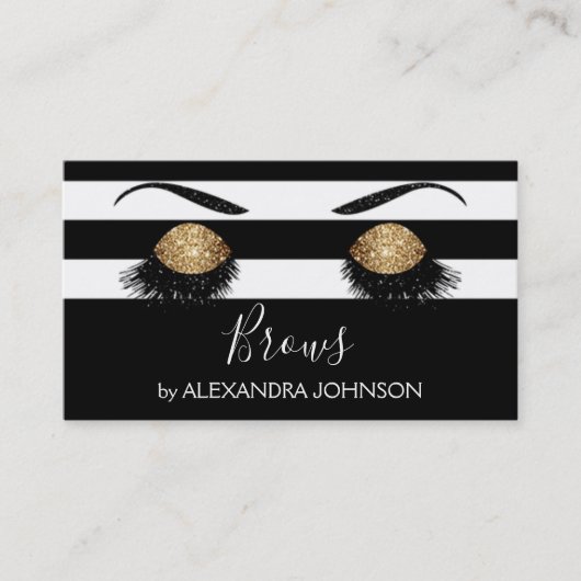 Gouden wenkbrauwen sprankelend met zwarte en witte visitekaartje (Voorkant)