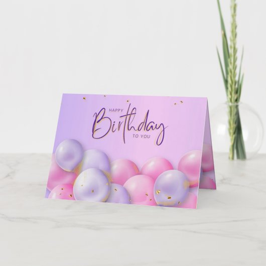Gouden wensen: Violet Traditional Foiled Birthday Folie Wenskaart (Voorkant)