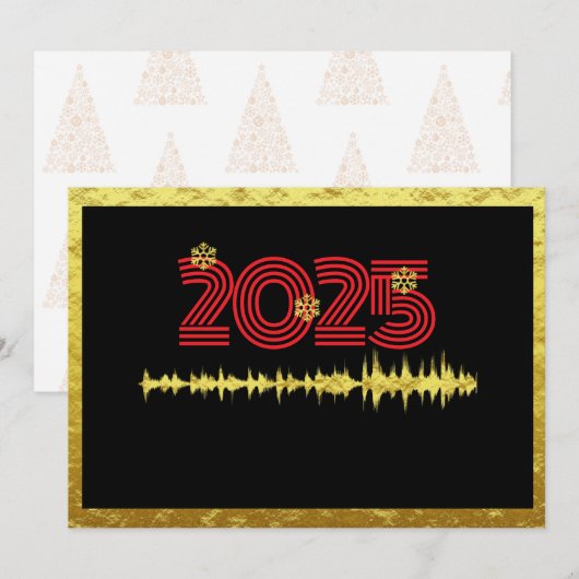 Gouden wenskaart Nieuwjaar met golf-sneeuwvlokken Feestdagenkaart (Voorkant / Achterkant)