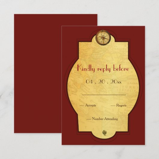  gouden wereld met thema bruiloft RSVP (Voorkant / Achterkant)