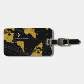 Gouden Wereldkaart Elegante Internationale Reizen Bagagelabel (Voorkant horizontaal)