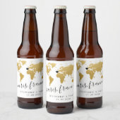 Gouden Wereldkaart Hartbestemming Favoriet Bier Etiket (Flessen)