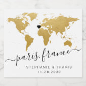 Gouden Wereldkaart Hartbestemming Favoriet Bier Etiket (Enkel label)