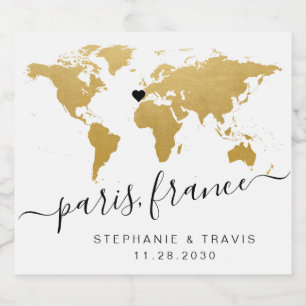 Gouden Wereldkaart Hartbestemming Favoriet Bier Etiket