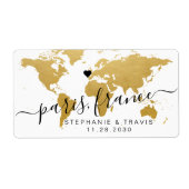 Gouden Wereldkaart Hartbestemming Favoriet Etiket (Voorkant)