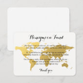 Gouden wereldkaart huwelijksreis fonds verzoek tro informatiekaartje (Voorkant / Achterkant)