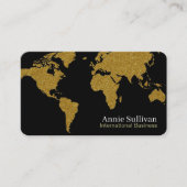 Gouden Wereldkaart Oversized Internationaal Zwart Visitekaartje (Voorkant)