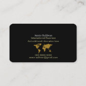 Gouden Wereldkaart Oversized Internationaal Zwart Visitekaartje (Achterkant)