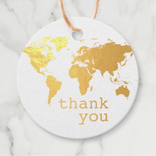 Gouden Wereldkaart reizen thema dank u Bedankjes Labels (Voorkant)
