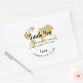 Gouden Wereldkaart reizen thema dank u gunst Ronde Sticker (Envelop)