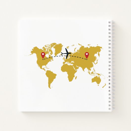 Gouden Wereldkaart & Vliegtuig, Reizen Huwelijk Cu Notitieboek (Achterkant)