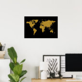 gouden wereldkaart voor reizen poster (Thuiskantoor)