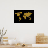gouden wereldkaart voor reizen poster (Keuken)