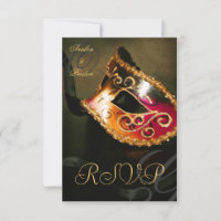 Gouden Wervel Masquerade Masker RSVP Uitnodiging