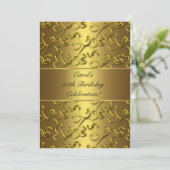 Gouden Wervel Verjaardagsfeest Kaart (Staand voorkant)