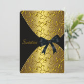 Gouden Wervel Verjaardagsfeest Kaart (Staand voorkant)