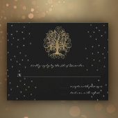 Gouden Wervelboom op Zwarte Metallic Trouw-RSVP RSVP Kaartje